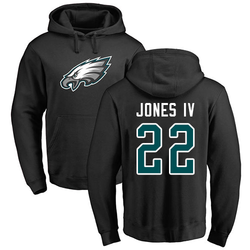 Men Philadelphia Eagles #22 Sidney Jones Black Name and Number Logo NFL Pullover Hoodie Sweatshirts->nfl t-shirts->Sports Accessory